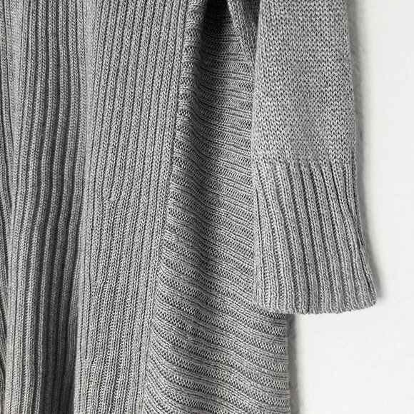 Eileen Fisher Linen Silk Blend Rib Knit Open Front Waterfall‎ Cardigan M Gray - Picture 13 of 16